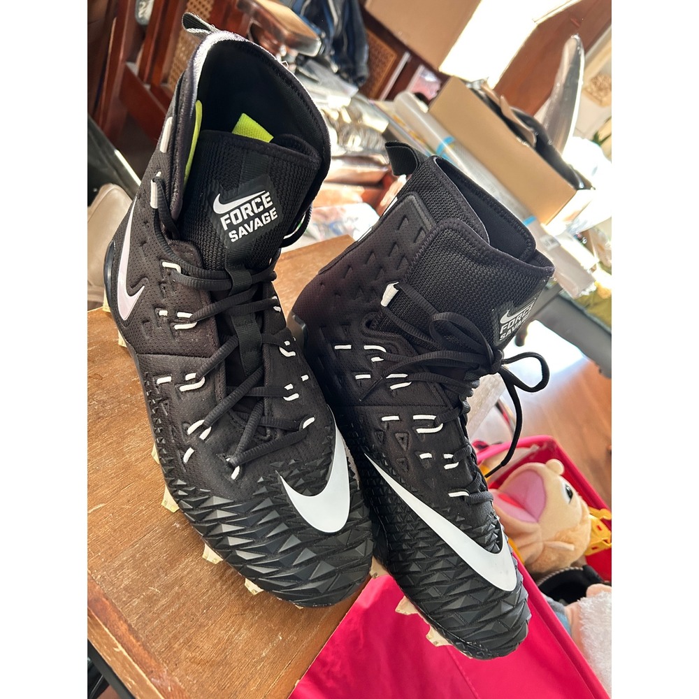 Nike Force Savage Elite Mens hightop Football Cleat Black White 880143-010 sz 10
